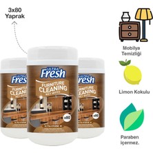 Ultra Fresh Mobilya ve Ahşap Yüzey Temizleme Mendili Kutulu 80 Yaprak 3 Adet