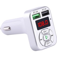 Prettyia Araç Şarj Ikiz Portu USB Fm Verici Bluetooth Kablosuz Aux Mp3 Handfree Gümüş (Yurt Dışından)