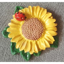 Morlalem 5cm Mini Ayçiçeği Çiçek Uğur Böceği Magnet Silikon Kalıp K-237, Taş Tozu Polyester Sabun Alçı Mum Kalıbı