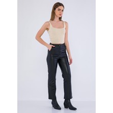 Basic & More Kadın Deri Pantolon