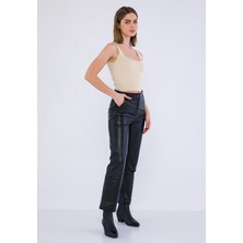 Basic & More Kadın Deri Pantolon
