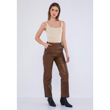 Basic & More Kadın Deri Pantolon
