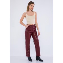 Basic & More Kadın Deri Pantolon