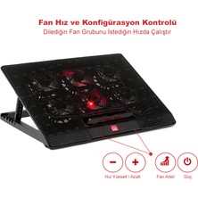 Moraksesuar Notebook Laptop Soğutucu Ayarlanabilir 6 Fanlı Yüksek Soğutma Tx Siyah