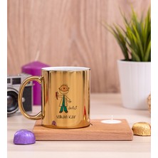 Hediye Dükkanı Kişiye Özel Erkek Diş Hekimi Karikatürü Ahşap Altlıklı Mumlu Gold Kupa Bardak