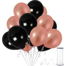 Best Parti 40 Adet Rose Gold Siyah Balon Konsepti