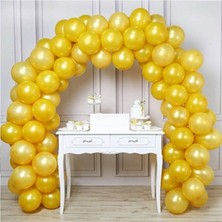 Best Parti 50 Adet 12 Inç Parti Balonu Metalik Gold + 5 mt Balon Zinciri