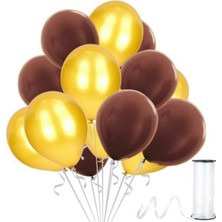Best Parti Kahverengi Gold Metalik Balon 50 Adet