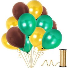 Best Parti Kahverengi Koyu Yeşil Gold Metalik Balon 50 Adet