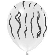 Best Parti Safari Kaplan Desenli Beyaz Balon 10 Adet