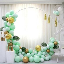 Best Parti Su Yeşili Makaron Gold Krom Konfetili Balon Zincir Seti