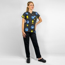 Nur Medikal Giyim Tweety Desenli Likralı Alt Üst Takım