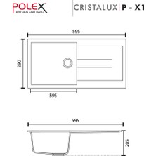 POLEX Cristalüx Granit Evye P-X1 Bej Tezgah Altı Ve Tezgah Üstü Mutfak Evyesi 98x49,5cm