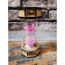 Ascellus Işıklı Dekoratif Ahşap Kum Saati - Pembe