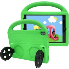 Case 4U Apple iPad 10.2 (9.Nesil) Çocuklar İçin Wheel Car Tekerlek Standlı Tablet Eva Silikon Kılıf Yeşil