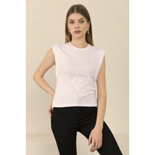 Kadın Kolsuz Bisiklet Yaka Sporcu T-Shirt