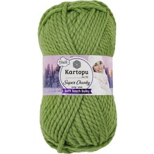 Kartopu Super Chunky K464 Yeşil Kalın Kışlık Yünlü El Örgü Ipliği 100 gr
