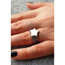 Fildişi Aksesuar Antik Gümüş Kaplama Yıldız Şekilli El Yapımı Ayarlanabilir Unisex Yüzük