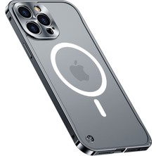 Hello-U Apple iPhone 13 Için Manyetik Kablosuz Şarjlı Temperli Cam + Metal Mat Koruyucu Kılıf - Siyah (Yurt Dışından)