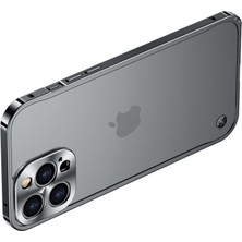 Hello-U Apple iPhone 13 Için Manyetik Kablosuz Şarjlı Temperli Cam + Metal Mat Koruyucu Kılıf - Siyah (Yurt Dışından)