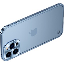 Hello-U Apple iPhone 13 Için Temperli Cam + Metal Darbeye Dayanıklı Mat Telefon Kılıfı - Mavi (Yurt Dışından)