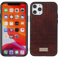 Sulada Apple iPhone 11 Pro Max Için Timsah Derisi Dokulu Pc + Pu Deri Kaplamalı Tpu Telefon Kılıfı - Koyu Kahverengi (Yurt Dışından)