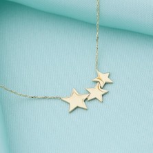 İryum 14K Altın Üç Yıldız Kolye 4N28353