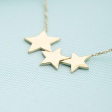 İryum 14K Altın Üç Yıldız Kolye 4N28353