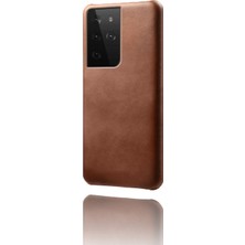 Hello-U Galaxy S21 5g Pu Deri Kaplamalı Pc Telefon Kılıfı - Kahverengi