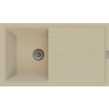 POLEX Cristalüx Granit Evye P-03 Bej Tezgah Altı Ve Tezgah Üstü Mutfak Evyesi 85x49,5cm