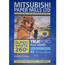 Mitsubishi A3 260GR Parlak Inkjet Kağıt 20'li