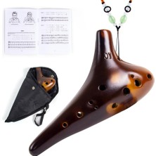 Sanlindou Ocarina 12 Delik Alto C Seramik Taşıma Çantası Müzik Kitabı Kayışı Kahverengi | Ocarina (Yurt Dışından)