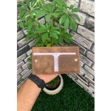 Hakiki Deri Unisex Crazy Taba Patlı Tasarım Kartlık