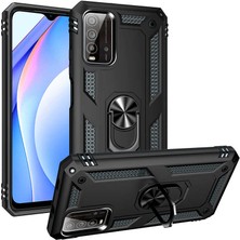 Kılıfmania Xiaomi Redmi 9t Kapak Military Yüzüklü Stantlı Panzer Tank Kılıf - Siyah