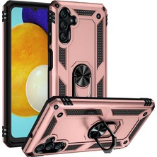Kılıfmania Samsung Galaxy A13 Kapak Military Yüzüklü Stantlı Panzer Tank Kılıf - Rose Gold