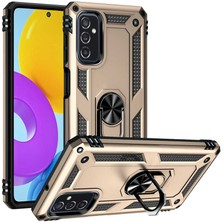 Kılıfmania Samsung Galaxy M52 Kapak Military Yüzüklü Stantlı Panzer Tank Kılıf - Gold