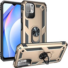 Kılıfmania Xiaomi Poco M3 Pro Kapak Military Yüzüklü Stantlı Panzer Tank Kılıf - Gold