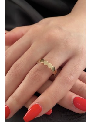 Fiyonk Kuyumculuk 14 Ayar Altın Bal Peteği Yüzük 2