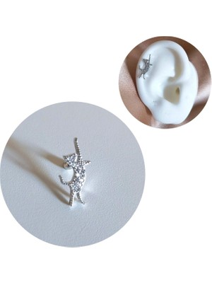 Bylin 925 Ayar Gümüş Kedi Piercing/küpe, Bar Uzunluğu 6mm