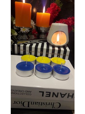 Iv Candles  6 'lı Sarı Lacivert Maxi Büyük Teneke Tealight