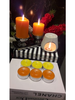 Iv Candles Sarı ve Turuncu Maxi Büyük Teneke Tealiğht Mum