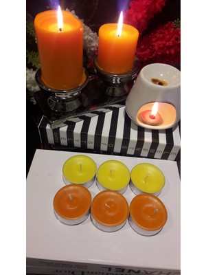 Iv Candles Sarı ve Turuncu Maxi Büyük Teneke Tealiğht Mum