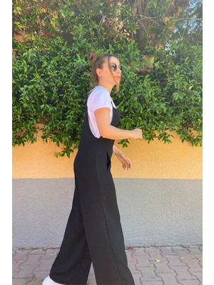 KüButik Siyah Iki Cepli Tulum