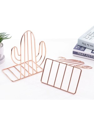 Sanlindou 2 Adet / Çift Yaratıcı Kaktüs Şekilli Metal Bookends Kitap Desteği Standı Masası Organizatör Depolama Tutucu Raf | Bookends (Yurt Dışından)