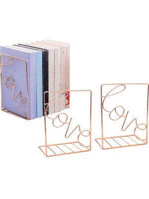 Sanlindou 2 Adet Yaratıcı Metal Bookends Masası Depolama Tutucu Raf Kitabı Organizatör Standı, Aşk Şekilli Ve Kare | (Yurt Dışından)