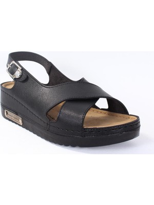 Dagoster DZA37-3031 Siyah Günlük Ortopedik  Kadın Sandalet