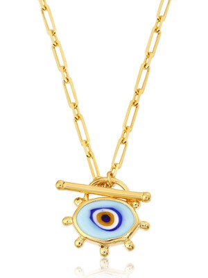 Apelda Altın Mavi Evil Eye Kolye