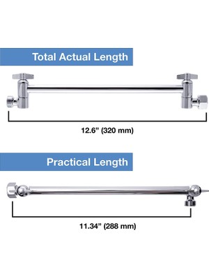 Guangdong Spirit Eıtgzwas Ayarlanabilir Duş Kolu Uzatma, Yüksek Parlak Krom Kaplamalı Pirinç Duş Başlığı Uzatma Kolu 11+ Inç