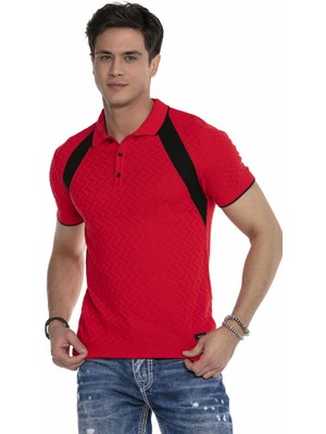 Cipo & Baxx CT652 Dokulu Kırmızı Triko Polo T-Shirt