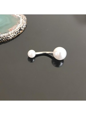 Bylin Cerrahi Çelik Incili Göbek Piercing - Bar 12 mm - 1 Adet